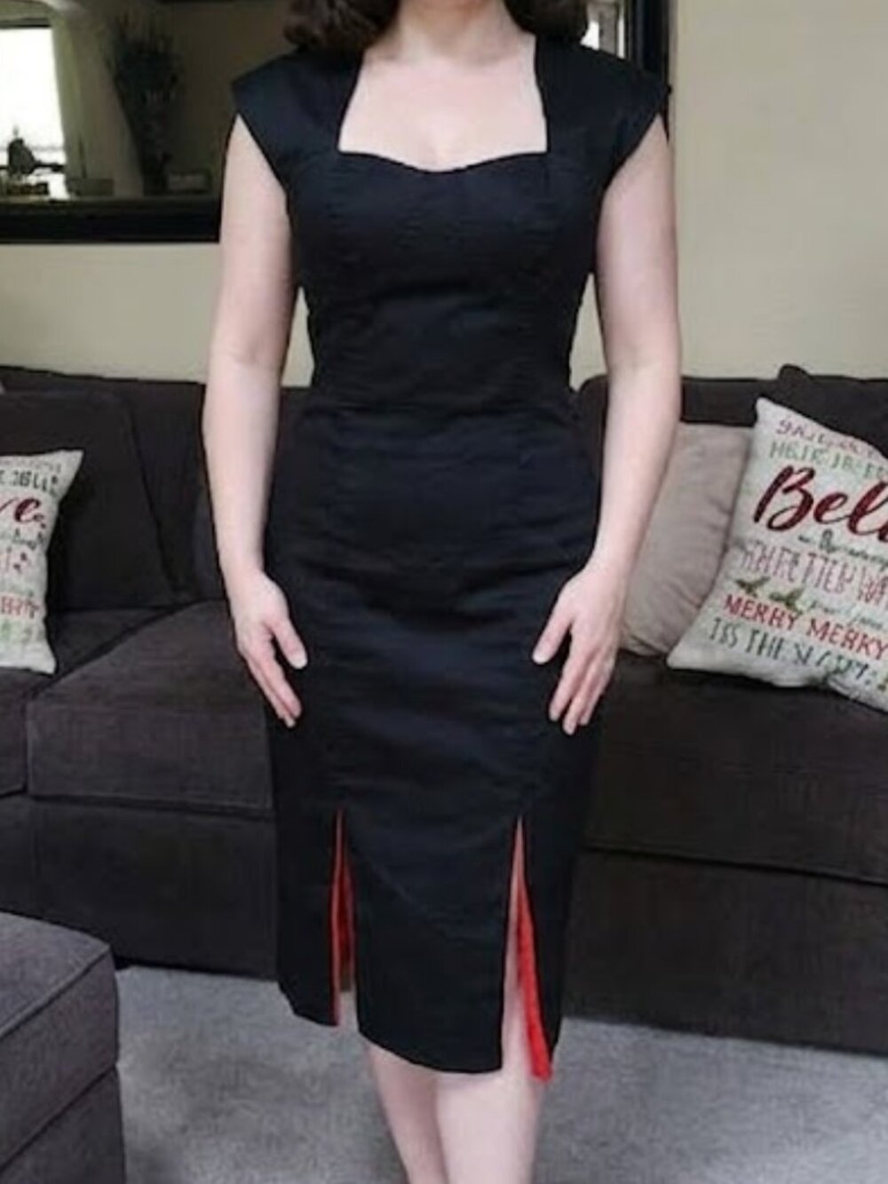 NWT Hearts & Roses sz UK 12 / US 10 retro black / red dress with pleat